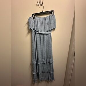 Off-Shoulder Light Blue Maxi Dress